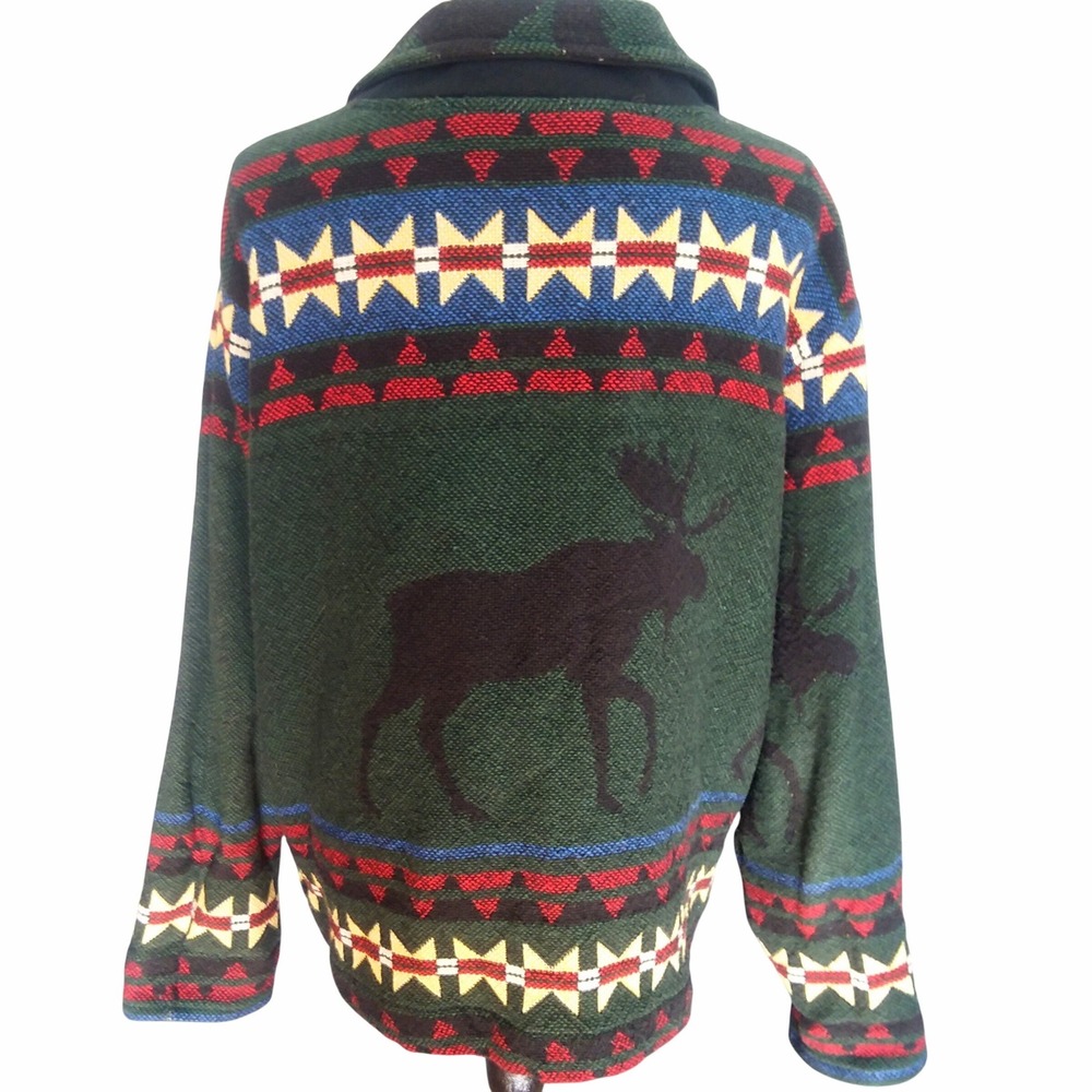 VTG Sugar Street Weavers Southwest Bear Moose OS 100% Cotton Tapestry Jacket USA - Picture 4 of 13